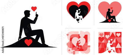 Silhouette of Soaring Eagle in Flight Against Clear Sky Minimalist Art