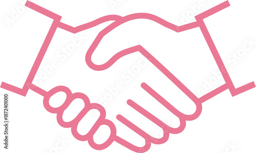 Handshake Line Icon in Pink Representing Agreement, Partnership, Trust, Business Deal and Professional Cooperation