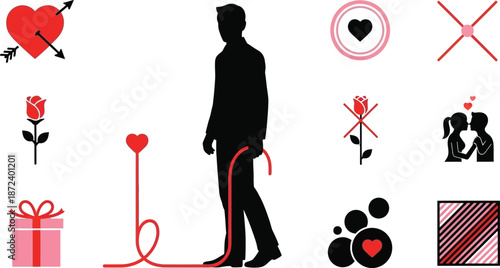 Red ribbon cutting on pink gift boxes for grand opening celebration and success concept