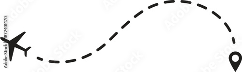 airplane route. Romantic travel, heart dashed line trace and plane routes isolated vector illustration