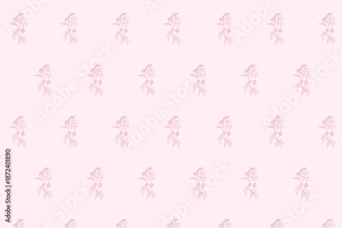 Seamless minimal floral pattern with fine line flowers, swatch available in swatches panel, soft pink botanical background
