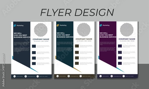 Corporate business flyer template design with colorful triangles, marketing, business proposal with light background. New digital marketing flyer set
