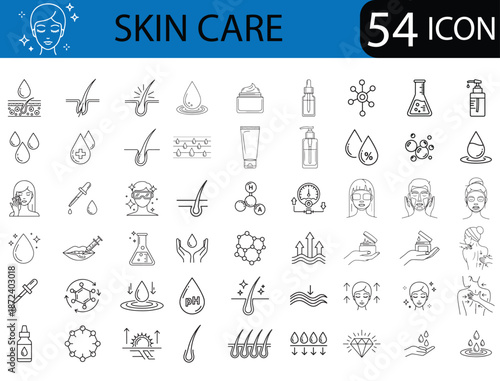 Skin care icons set with various beauty and cosmetic symbols