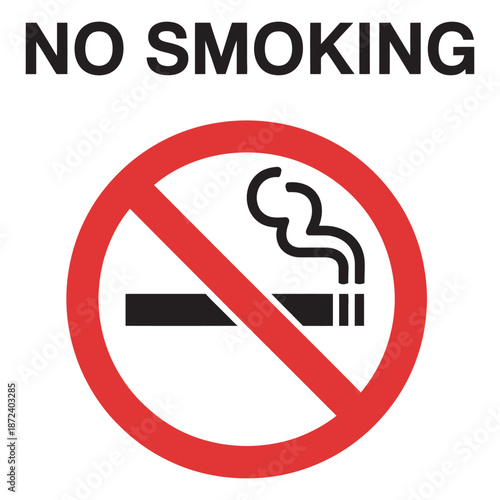 No Smoking Sign with Red Circle and Diagonal Line Indicating Prohibition