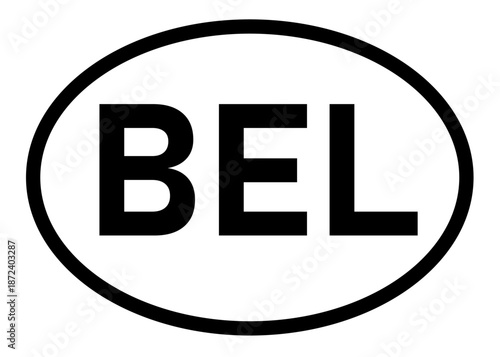 Belgium country code BEL icon vector on a white background
Country code abbreviation oval sticker icon on a white background