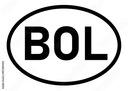 Bolivia country code BOL icon vector on a white background
Country code abbreviation oval sticker icon on a white background