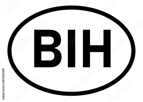 Bosnia and Herzegovina country code BIH icon vector on a white background
Country code abbreviation oval sticker icon on a white background