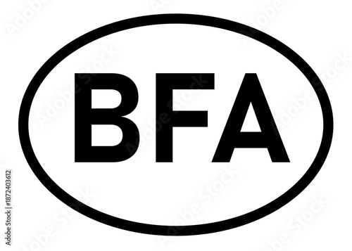 Burkina Faso country code BFA icon vector on a white background
Country code abbreviation oval sticker icon on a white background