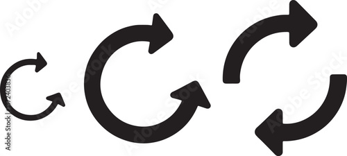 Three Black Arrows Arranged in a Circular Pattern Pointing Clockwise also transparent background