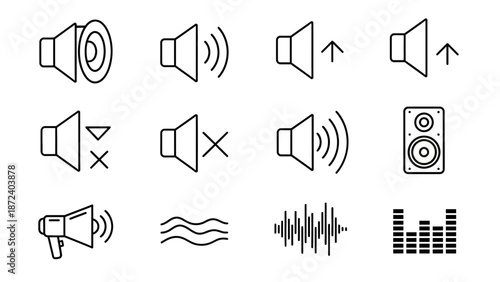 Sound Volume Control Icons for Audio Player Interfaces and Multimedia Equalizer Systems