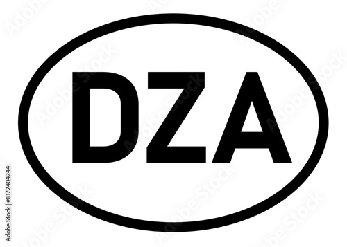 Algeria country code DZA icon vector on a white background
Country code abbreviation oval sticker icon on a white background