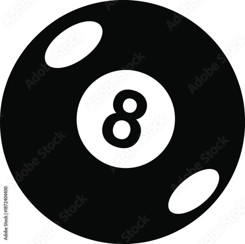 Eight billiard ball number icon. 8 ball game of pool. 
