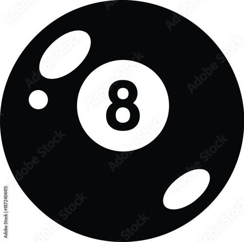 Eight billiard ball number icon. 8 ball game of pool. 
