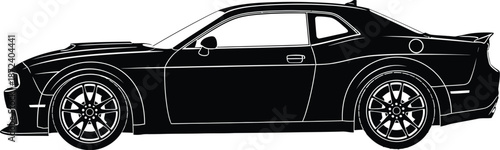 Classic American car icon silhouette. 