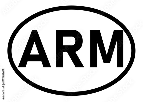 Armenia country code ARM icon vector on a white background
Country code abbreviation oval sticker icon on a white background