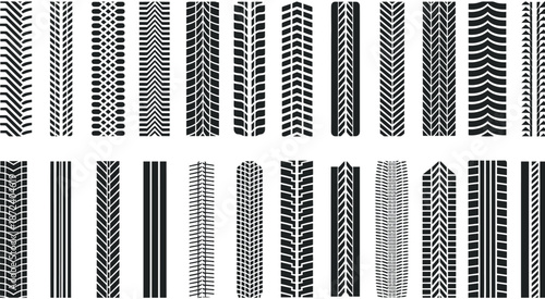 Collection of abstract tire tread patterns and textures for graphic design