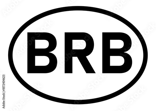 Barbados country code BRB icon vector on a white background
Country code abbreviation oval sticker icon on a white background