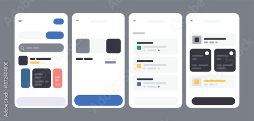 Mobile App UI Dashboard Wireframe Screens Illustration for UX Design
