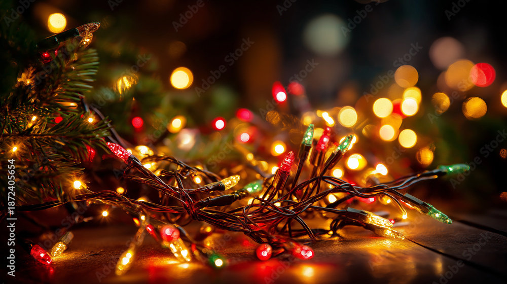 © Laura - Glowing Christmas lights creating festive atmosphere, abstract holiday background, defocused, with copy space © Laura - Glowing Christmas lights creating festive atmosphere, abstract holiday background, defocused, with copy space