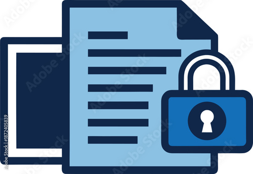 Mobile device security concept with unlocked padlocks and protective shields