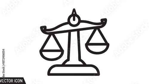 Simple illustration of a balance scale symbolizing justice and fairness in a minimalist design