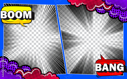 Comic cartoon versus with speech bubble template background.