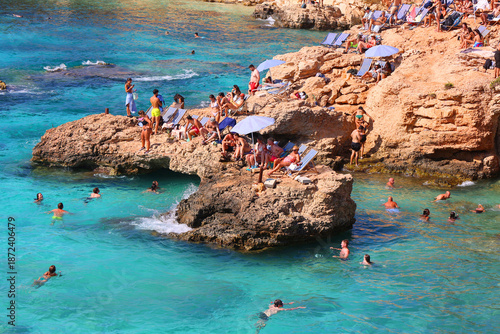 Blue Lagoon is a natural pool with crystal clear waters. Malta's No 1 attraction: located in Comino island between the islands of Malta and Gozo.