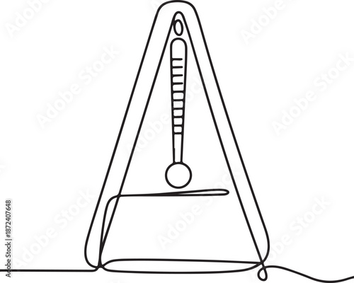 Continuous Line Art Illustration of Classic Mechanical Metronome with Pendulum