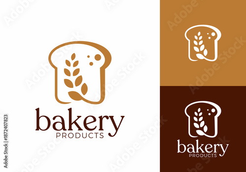 wheat with bread logo. nature food bakery design vector concept