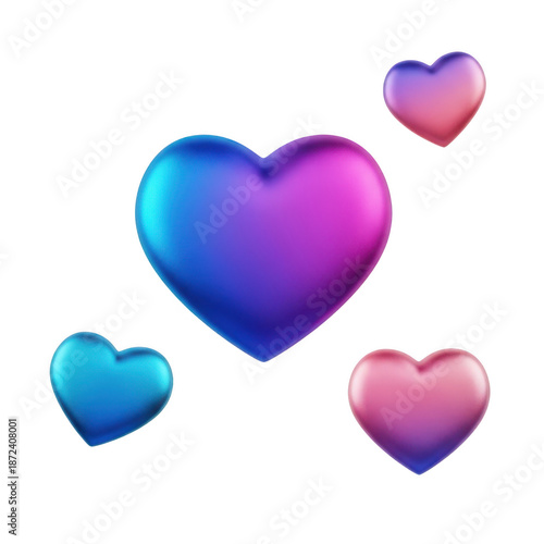 Colorful hearts illustration isolated on transparent background isolated on transparent background