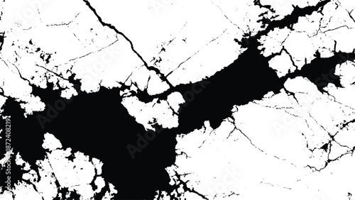 Black and white abstract texture with cracked and grungy effects on surface artistic background