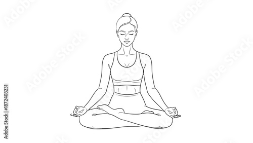 Woman practicing yoga in lotus position with serene expression.