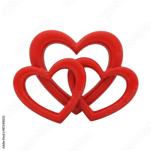 Three interlocking hearts icon isolated on transparent background isolated on transparent background