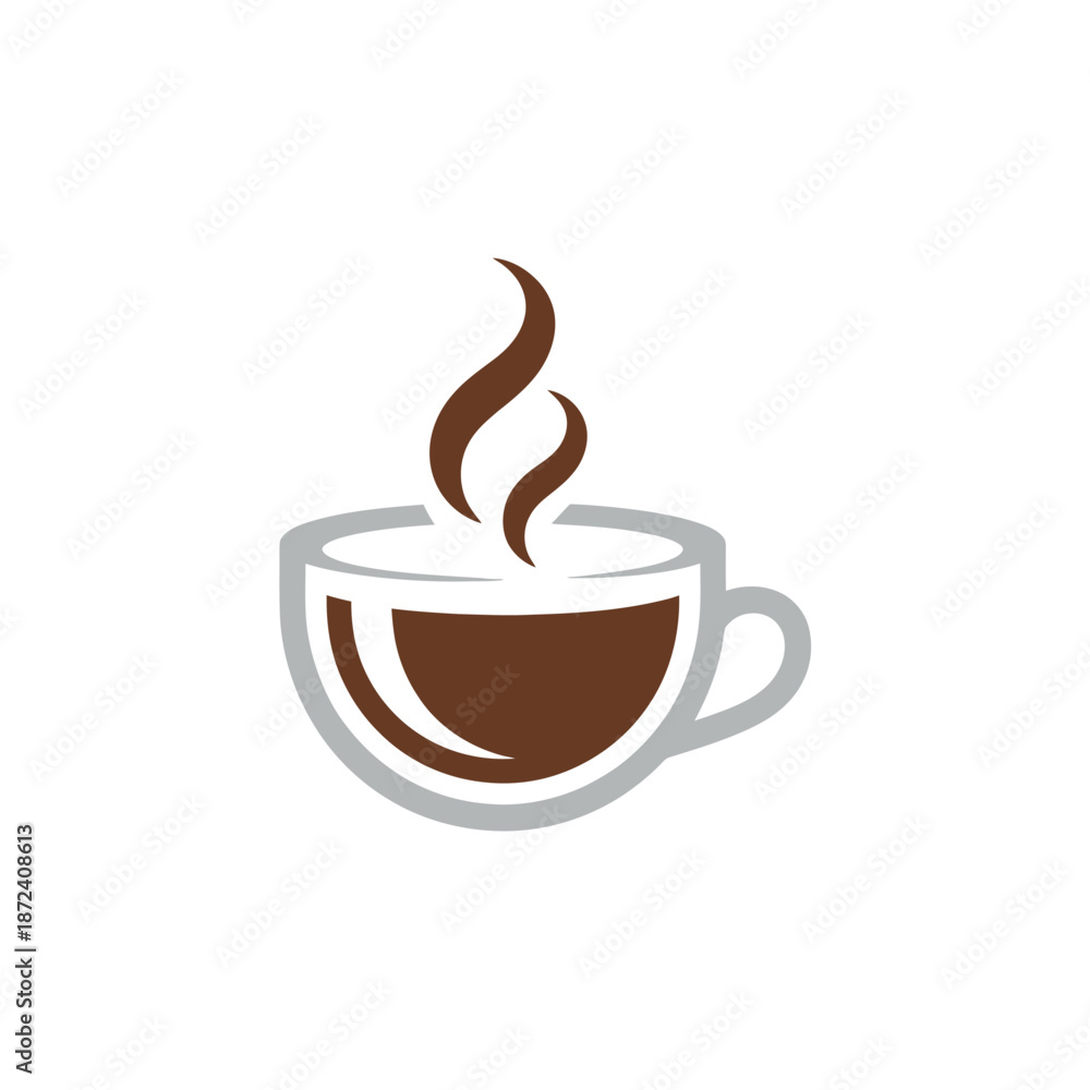 Fototapeta premium Iconic Coffee Cup Illustration with Rising Steam