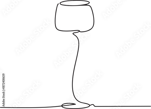 Continuous Line Art Illustration of Standing Floor Lamp with Round Shade
