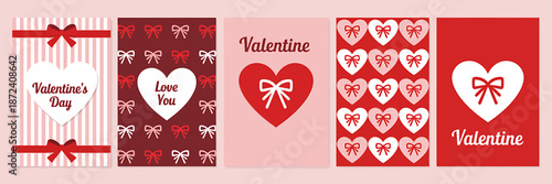 Valentines Day Cards Collection with Hearts and Bows