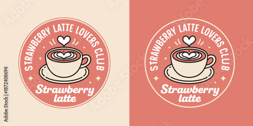 Strawberry Latte Lovers Club Badge Design for Coffee Enthusiasts