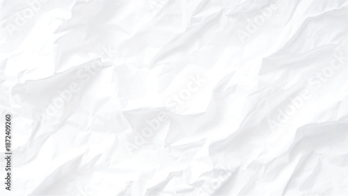 Crumpled white paper texture background with creases and folds abstract design element