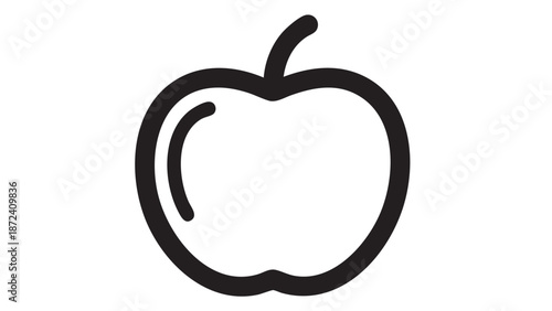 A simple black apple illustration on a white background