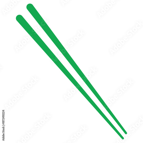 Green chopsticks on white background