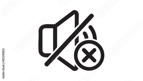 Silence sign with speaker and mute icon indicating quiet or no sound
