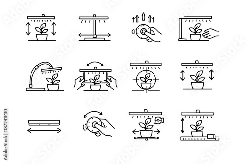Height lamp light mindful vector control flexible adjustable icon grow arrows motion
