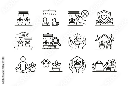 Protection placement thoughtful home reach icons cue icon plant vector avoidance mindful