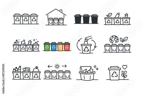 Routine icon minimalist differentiation concept readiness use start overview gentle icons recycling