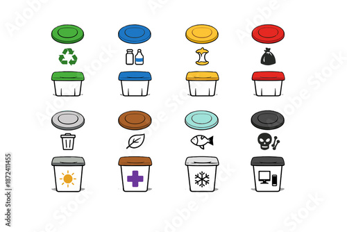 Calm icons icon recycling bin distinction design silhouettes recognition color clean vector