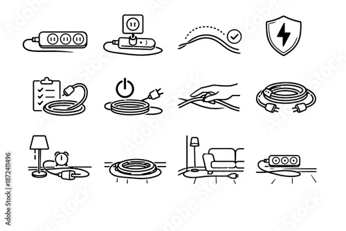 Cord focus concept structure extension habits electrical icon vector icons setup baseline