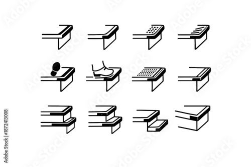 Nosing footing stair calm icons tread vector cue profile tactile emphasis icon