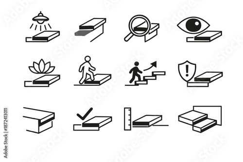 Edge placement visibility focus tread interaction cue vector icon contrast icons stair