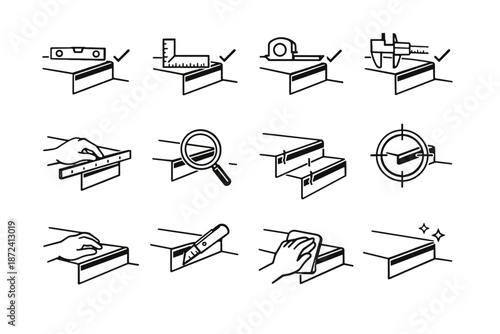 Accuracy icon stair cue tread consistent professional guide edge alignment vector focus