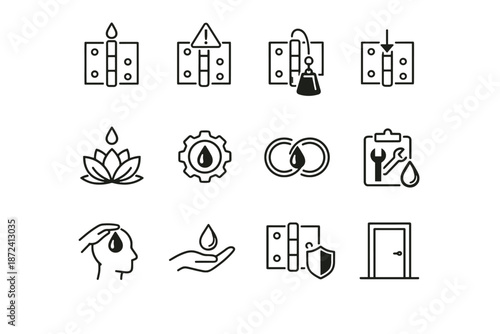 Door cue awareness wear reduction icons icon attention stable calm vector hinge